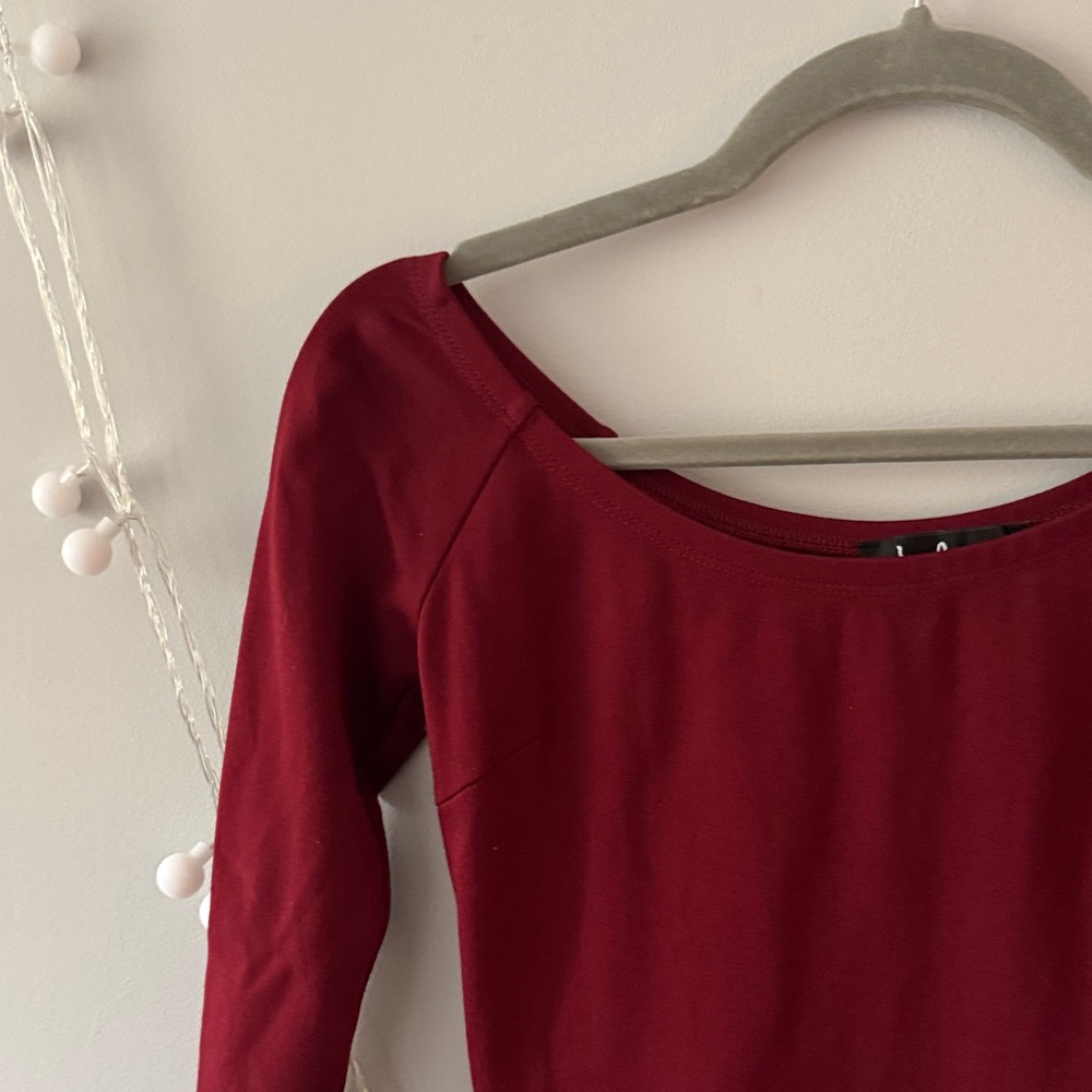 Yes to the Mesh burgundy dress LULUS size S - Picture 5 of 15